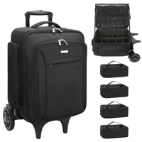 Valise à roulettes extra-large Relavel pour maquilleurs, sac à dos de maquillage, organiseur de rangement pour outils de coiffure, trousse à cosmétiques