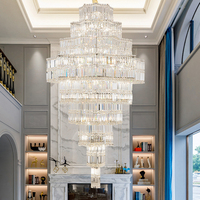 Lustre en cristal de luxe pour villa duplex, grand luminaire suspendu pour hall d'hôtel haut de gamme, salon, salle de bal, éclairage moderne