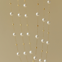 Collar de Cadena de Eslabones de Acero Inoxidable con Perlas de Imitación Geométricas Modernas de Alta Calidad, Chapado en Oro de 18K, Joyería de Regalo