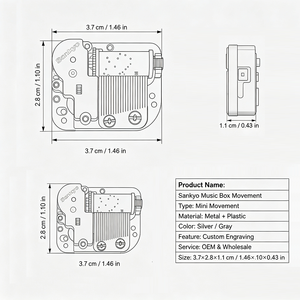 Mecanismo de Caja Musical Sankyo Mini de 18 Notas, Mecanismo Metálico de Manivela, Accesorios para Cajas de Joyería DIY, Melodías Personalizadas - Product Image 2