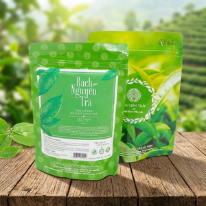 Bolsa de impresión digital de té verde Matcha de comida con cremallera de pie de plástico reciclable de diseño personalizado de proveedor de Vietnam - Product Image 3