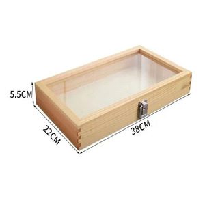 Rectangular Solid Wood Jewelry <b>Box</b> With <b>Glass</b> Lid 12L Desktop Storage Display Case For Gift Packaging - Product Image 4