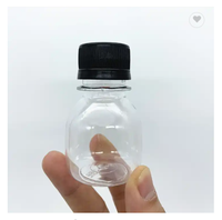 Bouteille ronde en PET de 60 ml (2 oz) pour boissons, mini bouteilles vides en plastique pour jus, lait, shots de gingembre avec bouchons antivol