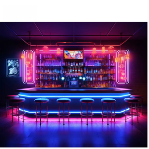 Meubles de <span class=keywords><strong>bar</strong></span> à vin en surface solide, <span class=keywords><strong>bar</strong></span> de nuit, restaurant, hôtel, table de <span class=keywords><strong>bar</strong></span> en forme de L sur mesure, <span class=keywords><strong>comptoir</strong></span> de <span class=keywords><strong>bar</strong></span> circulaire à LED - Product Image 4