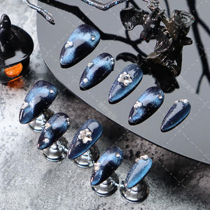 Bonne qualité ongles longs amande miroir ongles nus conseils dessiner esprit noir chauve-souris Art <span class=keywords><strong>faux</strong></span> ongles approvisionnement personnalisé presse sur les ongles - Product Image 5