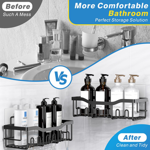 <b>Wall</b>-<b>Mounted</b> Metal 5-Layer Shower Caddy Storage Rack with No Drilling Bathroom <b>Shelf</b> - Product Image 3