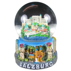 定制聚树脂3D雕像基地萨尔茨堡西西卡顿建筑纪念品水球旅游礼品树脂工艺奥地利雪球