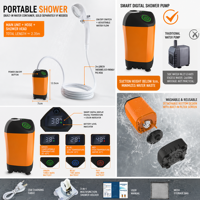 Douche électrique portable simple en ABS pour extérieur, chantier de construction, dortoir, modèle OEM/ODM