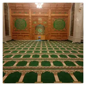 Mesin cetak karpet untuk masjid, karpet ruang doa merah dan biru Hd motif bunga Modern karpet lantai bulat Terima