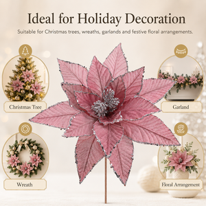 Guirnalda Navideña al por Mayor, Decoración para Árbol de Navidad, Borde de Lentejuelas Rosa y <span class=keywords><strong>Azul</strong></span>, Flor Artificial de Poinsettia - Product Image 4