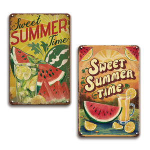 Letrero Metálico Retro <span class=keywords><strong>de</strong></span> Verano con Diseño <span class=keywords><strong>de</strong></span> Sandía y Limón, Decoración <span class=keywords><strong>de</strong></span> Pared con Frutas para Cafetería, Bar, Piscina, Patio, Hogar - Product Image 1