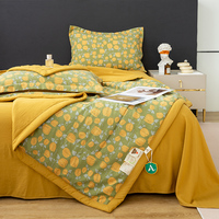 Offre Spéciale – Parure de Lit 4 Pièces en Coton Biologique Lavé 400TC pour Hôtels, Imprimé Fleurs et Fruits, Comprenant Couette et Drap