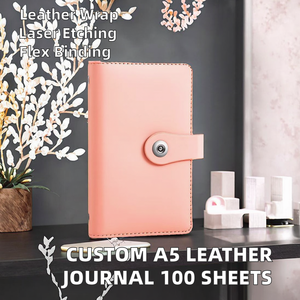 Cuaderno de Cuero Personalizado al por Mayor, Tamaño A6, Grabado Láser, 100 Hojas, PVC Suave, para Escuela u Oficina, Hojas Sueltas, Grabado Láser - Product Image 2