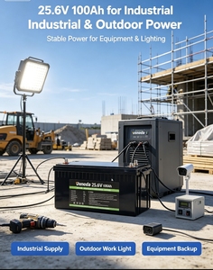 Batterie LiFePO4 24V 100Ah avec BMS intégré, cycle profond, puissance de 2560W, plus de 500 cycles pour le stockage d'énergie solaire - Product Image 3