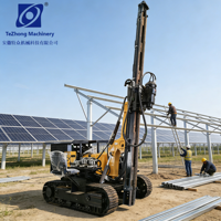 Foreuse rotative hydraulique sur chenilles à haute efficacité pour piquage solaire, avec pompe et moteur, pour un montage rapide de panneaux photovoltaïques au sol