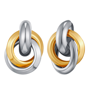 Européen Américain Rétro Tentation Boucles D'oreilles Nouvelle Mode Double Cercle Deux-Cerceau Emboîtement Conception <span class=keywords><strong>Cuivre</strong></span> Plaqué Or pour - Product Image 2