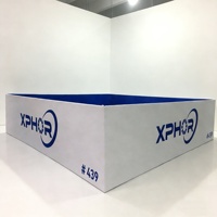 Bannière suspendue carrée pour salon professionnel avec tissu extensible imprimé sur mesure pour exposition