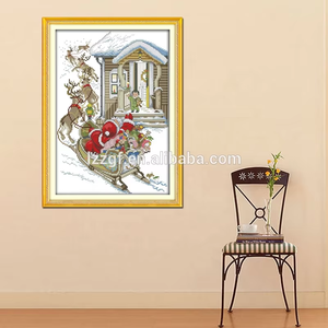 Kit <span class=keywords><strong>de</strong></span> <span class=keywords><strong>Punto</strong></span> <span class=keywords><strong>de</strong></span> <span class=keywords><strong>Cruz</strong></span> Artesanal NKF para Nochebuena con Patrones Impresos, Incluye Tela y Agujas para Niños - Product Image 2