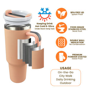 Mug de voyage isotherme personnalisé en acier inoxydable de 40 oz, à double paroi sous vide, avec poignée et paille - Product Image 5
