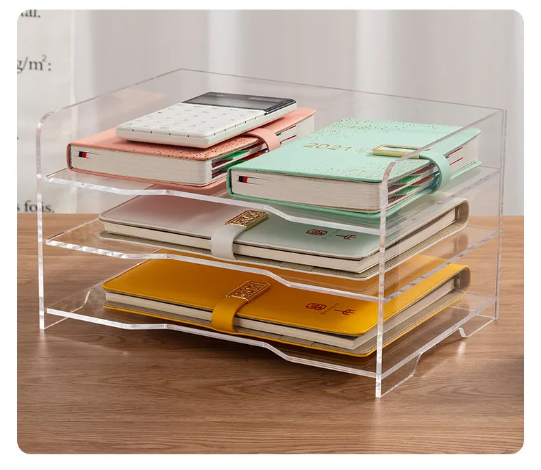 Boîte de fichiers A4 à 1 couche, classeur de couleurs, acrylique, transparent, combinaison multicouches, présentoir