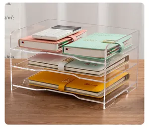 Layered material file box A4 single layer color file disk acrylic transparent combination multi-layer file display stand