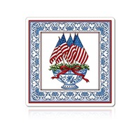 Tapis de Mahjong Anti-Choc Direct Usine, Antidérapant, Motif Drapeau Américain & Porcelaine Bleue, Coussin de Table Silencieux pour Tuiles, En Stock
