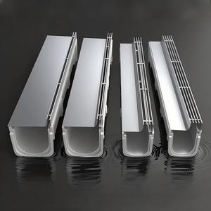 Factory direct sales of 304 stainless steel linear drainage <b>covers</b> paired with U-shaped resin SMC drainage channels - Product Image 1
