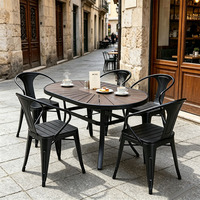 Ensemble de salle à manger extérieur moderne et unique en WPC imperméable pour hôtel, chaises de jardin pour terrasse