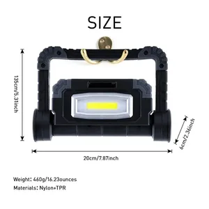 Lampe de travail LED 20W rechargeable par USB, pliable, portable, étanche, 2 COB, pour camping en plein air, randonnée, FX-191001, alimentée par batterie - Product Image 5