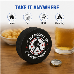 Apribottiglie a Forma di Disco da Hockey su Ghiaccio con Logo Personalizzato Stampato UV, Regalo Promozionale Unico per Feste e Bar - Product Image 4