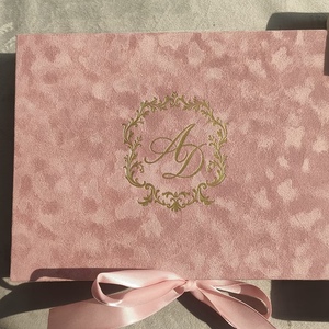 Vanilla Printing Elegant Velvet Acrylic <b>Wedding</b> Invitation <b>Box</b> & <b>Card</b> Set with Gold Foil Luxury Packaging - Product Image 4