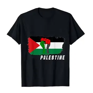 New Palestine Product Men Clothing Soccer Palestine Black Shirt Football T-Shirts Palastine