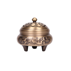 Brûleur d'encens en cuivre pur Tongpu Craftsman, brûleur d'encens domestique pour bois de santal et bois d'agar, brûleur d'encens à trois pieds pour encens en spirale - Product Image 5