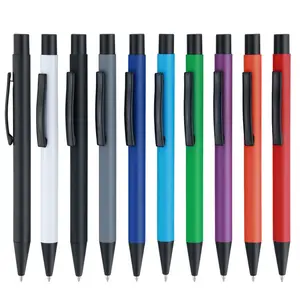 Özel Logo ile yüksek kaliteli alüminyum tükenmez kalem pürüzsüz yazma reklam Metal tükenmez kalemler