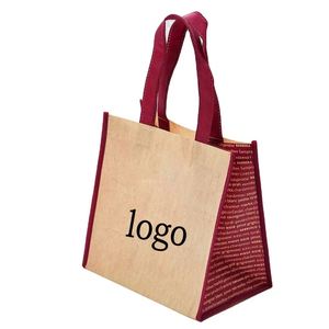 Bolsa de Regalo Promocional Personalizada para Seis Cervezas, de Tela No Tejida, con Logotipo Serigrafiado, para Vino Tinto, con Diseño de Letras - Product Image 1