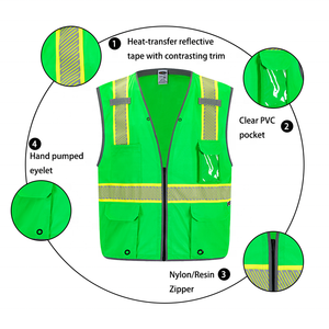 Áo phản quang an toàn Rosun Custom ANSI Class 2 đạt chuẩn EN ISO, có khóa kéo, in logo tùy chỉnh, màu sắc tùy chọn, có túi đựng bút, thiết kế phản quang. - Product Image 1