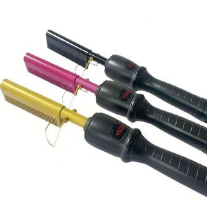 Cepillo Alisador Eléctrico de Cobre con Calor, Cerámica de Turmalina, Enchufe EK para Reino Unido/EE. UU., Alisador de Cabello para Uso en Seco/Húmedo, Modelo con Pantalla LCD - Product Image 1