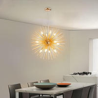 Nordique créatif romantique Restaurant cuisine led lampe suspendue pissenlit feu d'artifice or lustres pour salle à manger