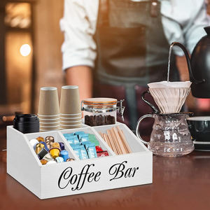 Caja de almacenamiento de café de madera, bolsa de <span class=keywords><strong>té</strong></span>, mesa de comedor de cocina de madera, caja de almacenamiento organizada con letras descubiertas multiusos - Product Image 5