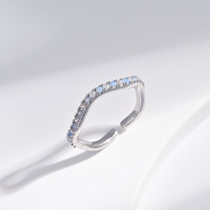custom plata 925 sterling Silver <b>Turquoise</b> Gemstone <b>Ring</b> Minimalist Wave Design Pave Setting Everyday Wear cheap <b>rings</b> for women - Product Image 4