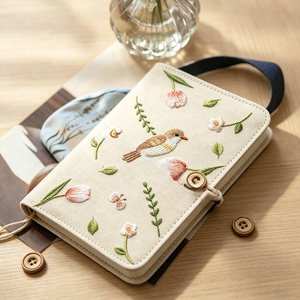 Diario in Tessuto Ricamato Personalizzato Beige, Taccuino da Viaggio Fatto a Mano A5 A6, Agenda, Blocco Note - Product Image 6