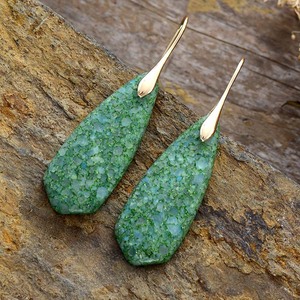 Bohemian Natural Stone Teardrop Pendant <b>Earrings</b> Green Silver Color Party Fashion Jewelry - Product Image 3