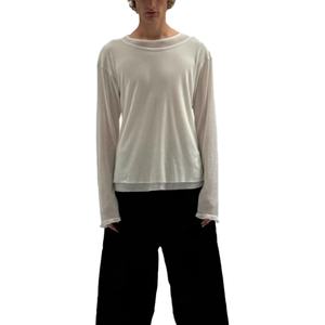 T-shirt à manches longues pour homme, décontracté, à col double couche, coupe ajustée, très élastique, confortable et doux, style basique, vente en gros - Product Image 3