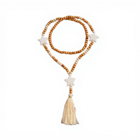 Collier ethnique bohème en gros avec perles en bois, pampille étoile, pendentif turquoise synthétique, longue chaîne, cadeau pour femme, bijoux d'été pour la plage