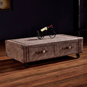 <span class=keywords><strong>Maleta</strong></span> <span class=keywords><strong>de</strong></span> cuero antiguo retro americano HJ HOME, <span class=keywords><strong>mesa</strong></span> <span class=keywords><strong>de</strong></span> centro <span class=keywords><strong>de</strong></span> doble cajón, barra <span class=keywords><strong>de</strong></span> cigarros <span class=keywords><strong>de</strong></span> whisky para Hotel, café personalizado - Product Image 3