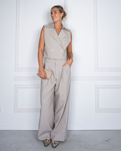 <span class=keywords><strong>Chaleco</strong></span> Beige a Medida para <span class=keywords><strong>Mujer</strong></span>, Mezcla de Poliéster, Viscosa y Elastano, para un Estilo Sofisticado de Negocios y Casual - Product Image 4