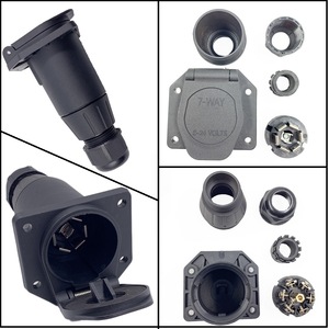 7 Pin Waterproof Socket Trailer <b>Plug</b> RV <b>Adapter</b> Black Connector For Taillight Signal - Product Image 5