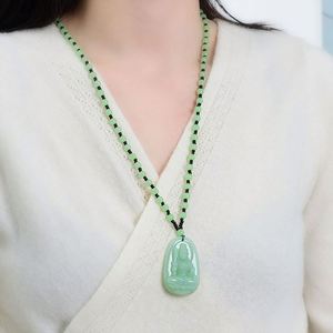 Collier avec pendentif en Jade vert sculpté à la main, Pixiu, amulette chinoise multicolore, bijoux porte-bonheur pour femmes et hommes, cadeau, nouvelle mode - Product Image 5