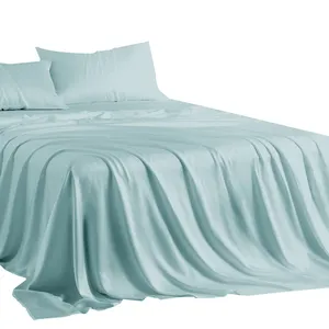 ملاءة سرير مسطحة من الخيزران الأصلي بتخفيضات كبيرة، ملاءات سرير من الخيزران الخالص بنسبة 100%، مجموعة ملاءات سرير بحجم كبير
