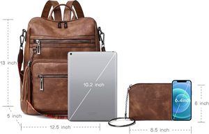 Luxury Customization Leather Square <strong>Backpack</strong> <strong>Purse</strong> for Women <strong>Convertible</strong> Dry Clean Only Fashion Travel - Product Image 2